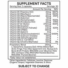 Supplement Facts label for 16 B Vitamins by Systemic Formulas showing serving size, nutrient amounts, and proprietary blend i