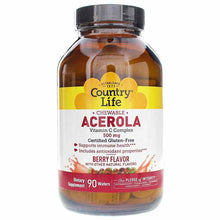 Acerola Vitamin C Complex 500 Mg, 90 Chewables, by Country Life