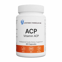 White bottle of ACP Vitamin supplement by Systemic Formulas containing 60 capsules with orange label band.