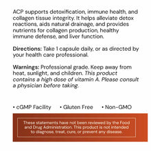 Bottle of ACP Vitamin capsules by Systemic Formulas with product information and warning labels visible on white background.