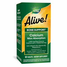Alive Calcium bone support supplement bottle with green and yellow packaging, 60 tablets.