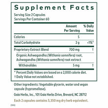 Supplement Facts label for Ashwagandha 700 showing serving size, ingredients, and nutritional information.