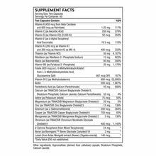 Supplement Facts label for Thorne Research Basic Nutrients 2/Day multivitamin capsules listing vitamins, minerals, and daily