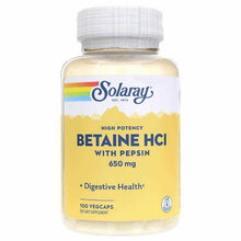 Betaine HCL 650 Mg with Pepsin, 100 Veg Capsules, by Solaray