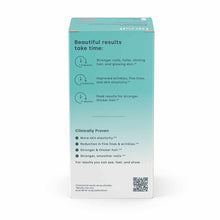Turquoise BioSil Collagen Generator box with text describing results timeline and clinically proven benefits for skin, hair,