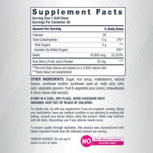 Supplement Facts label for NeoCell Biotin Beauty Soft Chews showing nutritional information, ingredients, and warnings on whi