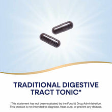 Two dark brown capsules on a light blue and white background.