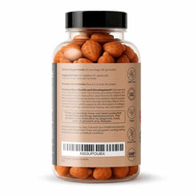 Bottle of TruHeight Bone Growth gummies with orange textured gummies and black cap, showing product label and barcode.