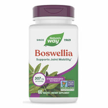 White bottle with purple cap containing Nature's Way Boswellia standardized extract supplement, 60 tablets, 307 mg per servin