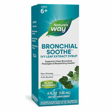 Nature's Way Bronchial Soothe ivy leaf extract syrup bottle, 4 fl oz, labeled for ages 6+.
