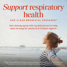 Bronchial Soothe Ivy Leaf Supplement bottle label with text about respiratory health and non-drowsy syrup formula.