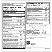 Terry Naturally Clinical Essentials Multi-Vitamin & Minerals supplement bottle label showing serving size of 4 capsules daily