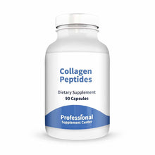 White bottle of Collagen Peptides dietary supplement containing 90 capsules by Professional Supplement Center.