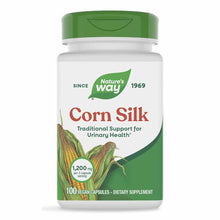 Nature's Way Corn Silk dietary supplement bottle with green cap containing 100 vegan capsules.