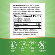 Supplement label displaying Corn Silk dosage instructions, supplement facts with 1.2g cornsilk per serving, and certification