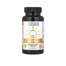 D3 + K2 Capsules, 60 Veg Capsules, by Zhou Nutrition