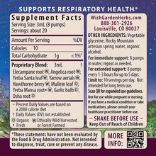 Deep Lung herbal supplement bottle label with supplement facts, ingredients, and usage instructions on blue starry background