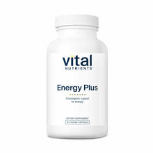 White bottle of Vital Nutrients Energy Plus dietary supplement containing 120 vegan capsules.