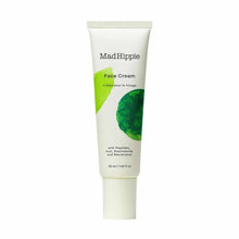 White tube of Mad Hippie Face Cream with green leaf graphics and beige cap, 30 ml size.