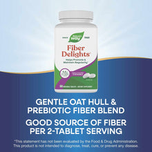 Nature's Way Fiber Delights bottle with white cap containing 60 vanilla-flavored chewable tablets.