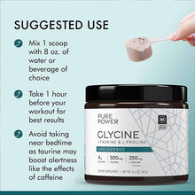 Glycine + Taurine & L-Proline, Unflavored, 30 Servings, by Pure Power, image #5