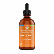 Brown glass dropper bottle labeled Heart Formula by Standard Enzyme Company, 4 fl oz dietary supplement.