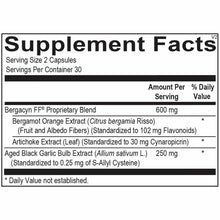 Supplement Facts label for HepatoCORE showing serving size of 2 capsules with Bergacyn FF proprietary blend, artichoke extrac