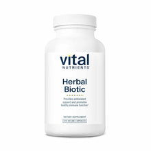 White bottle of Vital Nutrients Herbal Biotic dietary supplement containing 120 vegan capsules.