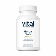 White bottle of Vital Nutrients Herbal Biotic dietary supplement containing 60 vegan capsules.