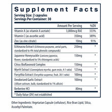 Supplement Facts label for Herbal Biotic capsules listing vitamins, herbal extracts, and other ingredients per serving.