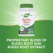 Nature's Way Kudzu Root supplement bottle with green cap, 50 vegan capsules, 1,226 mg per serving.
