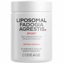 White Codeage supplement bottle labeled Liposomal Fadogia Agrestis Sport with 60 vegetable capsules.
