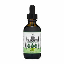 Dark glass dropper bottle of Double Wood Supplements liquid chlorophyll with white and green label showing 1,500mg, 30-day su