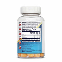 Clear plastic bottle with white cap containing orange-colored gummies and Kal Magnesium Citrate label with supplement facts a