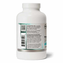White plastic bottle with teal label containing 120 capsules, displaying usage instructions and product information.