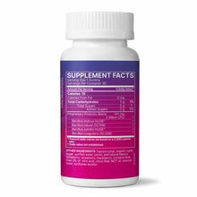 Bottle of probiotic gummies with white cap and purple label displaying supplement facts and ingredient information.