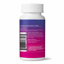 White and purple bottle of Mega SporeBiotic probiotic gummies with white cap and product label.