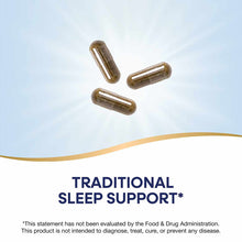 Three brown herbal supplement capsules on white background with blue sky gradient.