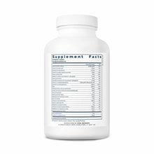 White supplement bottle with white cap and Supplement Facts label listing multiple vitamins and minerals.