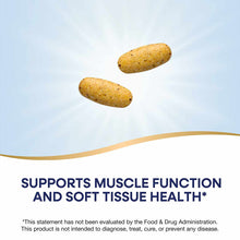 Two tan, oval-shaped supplement capsules against a light blue and white background.