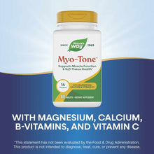 Nature's Way Myo-Tone white bottle with gold cap containing 80 tablets of dietary supplement with magnesium, calcium, and vit