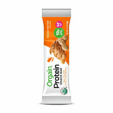 Orgain Protein Snack Bar in peanut butter flavor with 10g protein and net wt 1.41 oz, organic certified.