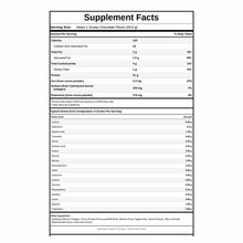 NutriDyn Paleo Protein supplement facts label showing 21g protein per serving, amino acid composition, and chocolate flavor n