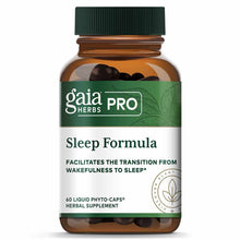Gaia Herbs Pro Sleep Formula bottle containing 60 dark liquid phyto-caps with green cap and white label.