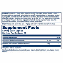 Supplement Facts label for Sleep Mag showing magnesium and melatonin ingredients with usage directions and warning informatio