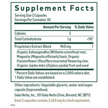 Supplement Facts label for Gaia Herbs Pro Sleep Maintenance showing serving size, ingredients including ashwagandha and passi