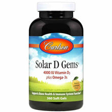 Solar D Gems 4000 IU Vitamin D3 plus Omega-3s with Natural Lemon Flavor, 360 Softgels, by Carlson Labs
