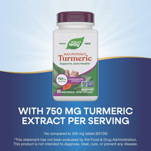 Nature's Way Turmeric Premium Extract 750 mg bottle with burgundy cap and 60 vegan capsules.