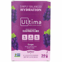 Ultima Replenisher Electrolyte Drink Mix Packets, Grape, 20 Packets, by Ultima Health Products