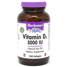 Vitamin D3 5000 IU, 250 Softgels, by Bluebonnet